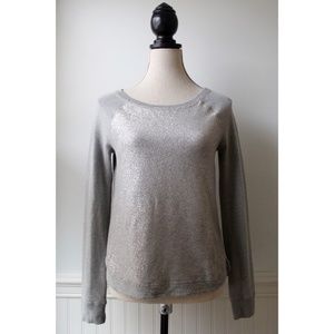 Hollister Sparkle Gray Sweatshirt w/Baseball Style Sleeves Size Small